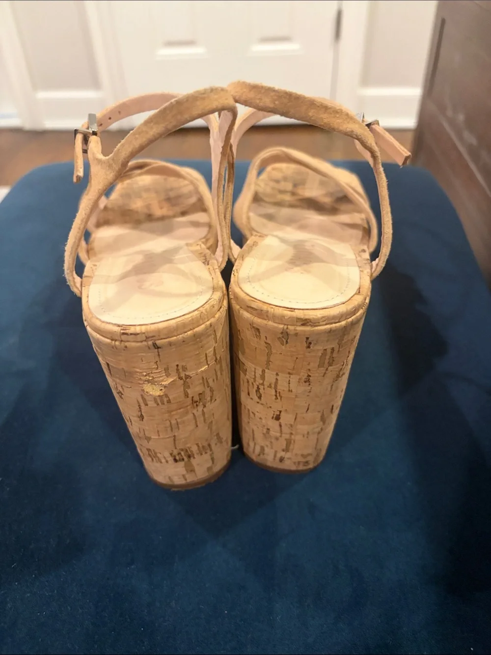 SCHUTZ Tan Cork Wedge Slingback Sandals